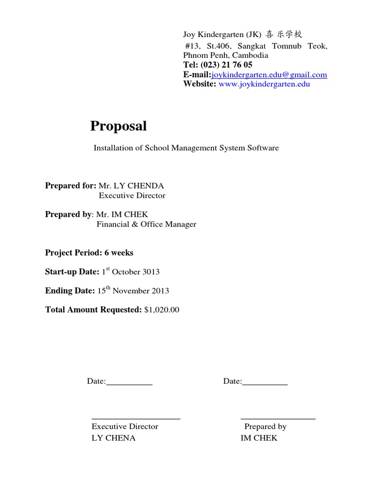 Proposal of Installation of School Management System | PDF | Self ...