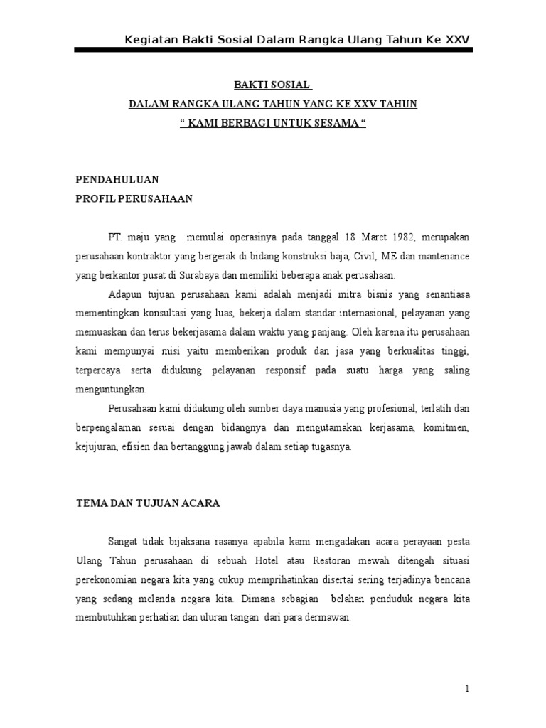 Contoh Proposal Bakti Sosial