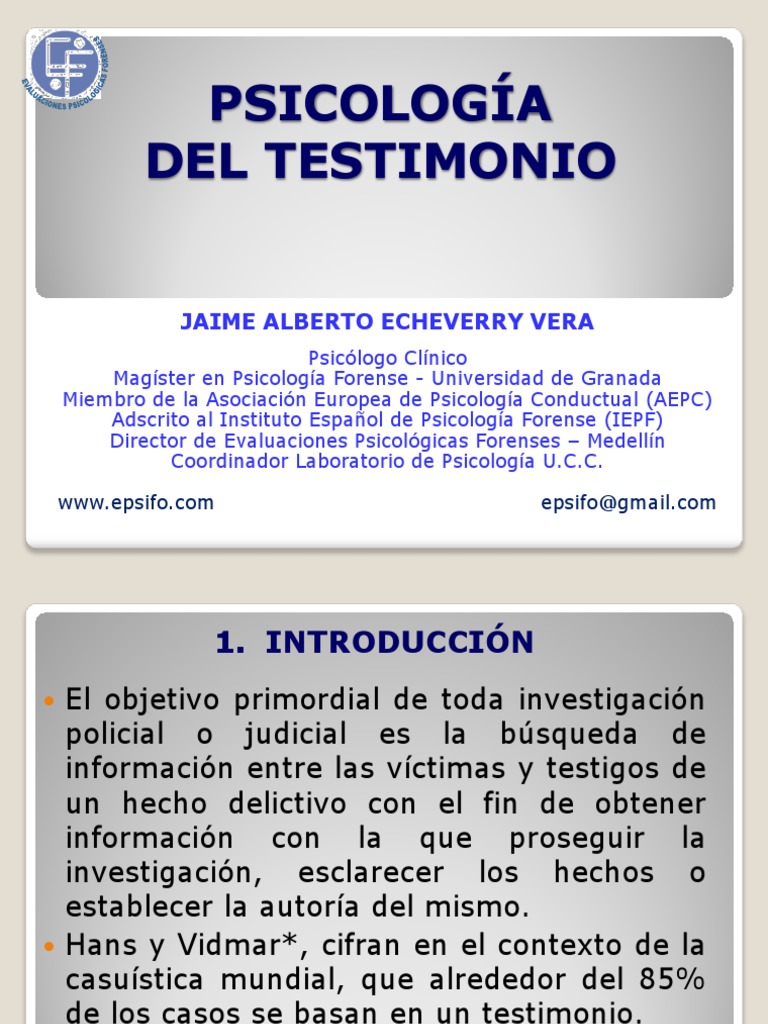 Psicologia Del Testimonio Memoria Testimonio