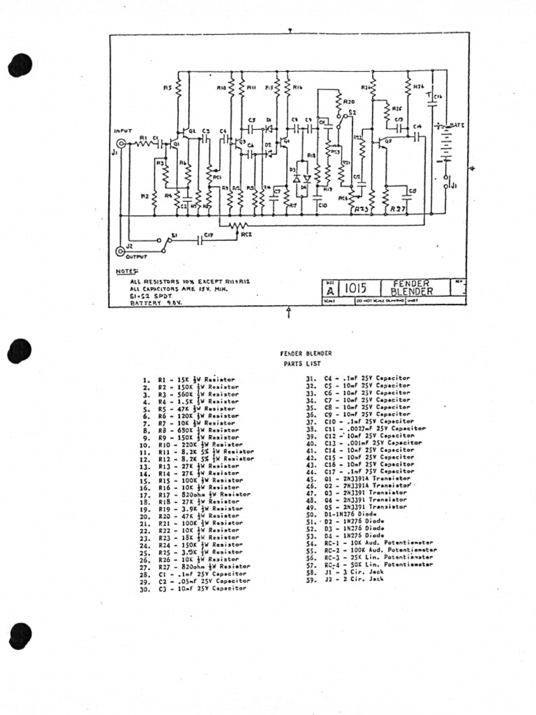 Fender Blender Fuzz Schematic | PDF