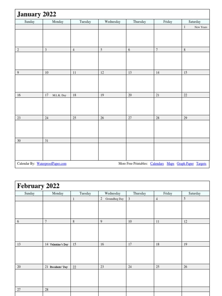 2022 Printable Calendar Public Holiday Holidays