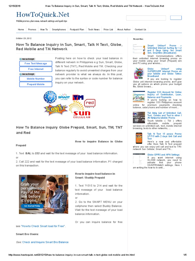 tm balance inquiry sms