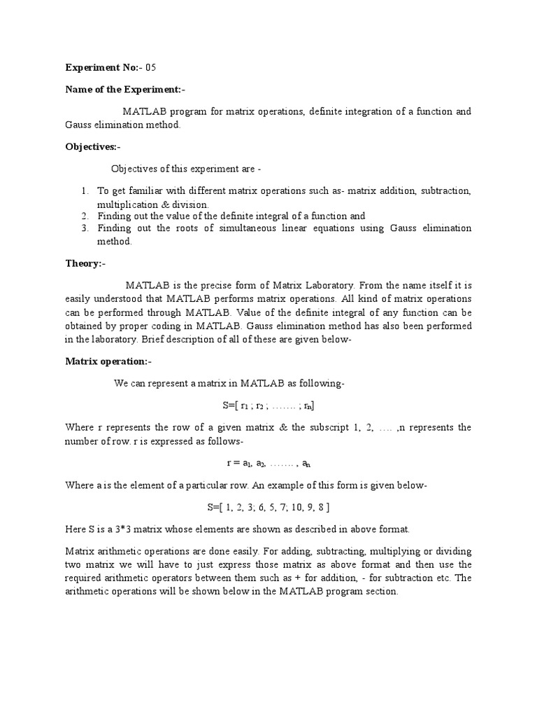 Lab Report 5 | PDF | Matrix (Mathematics) | System Of Linear Equations