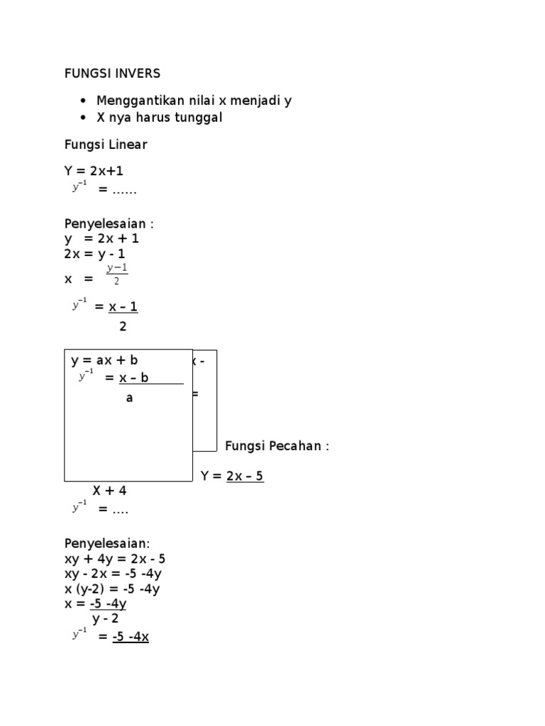 Fungsi Invers: Penyelesaian dan Contoh | PDF