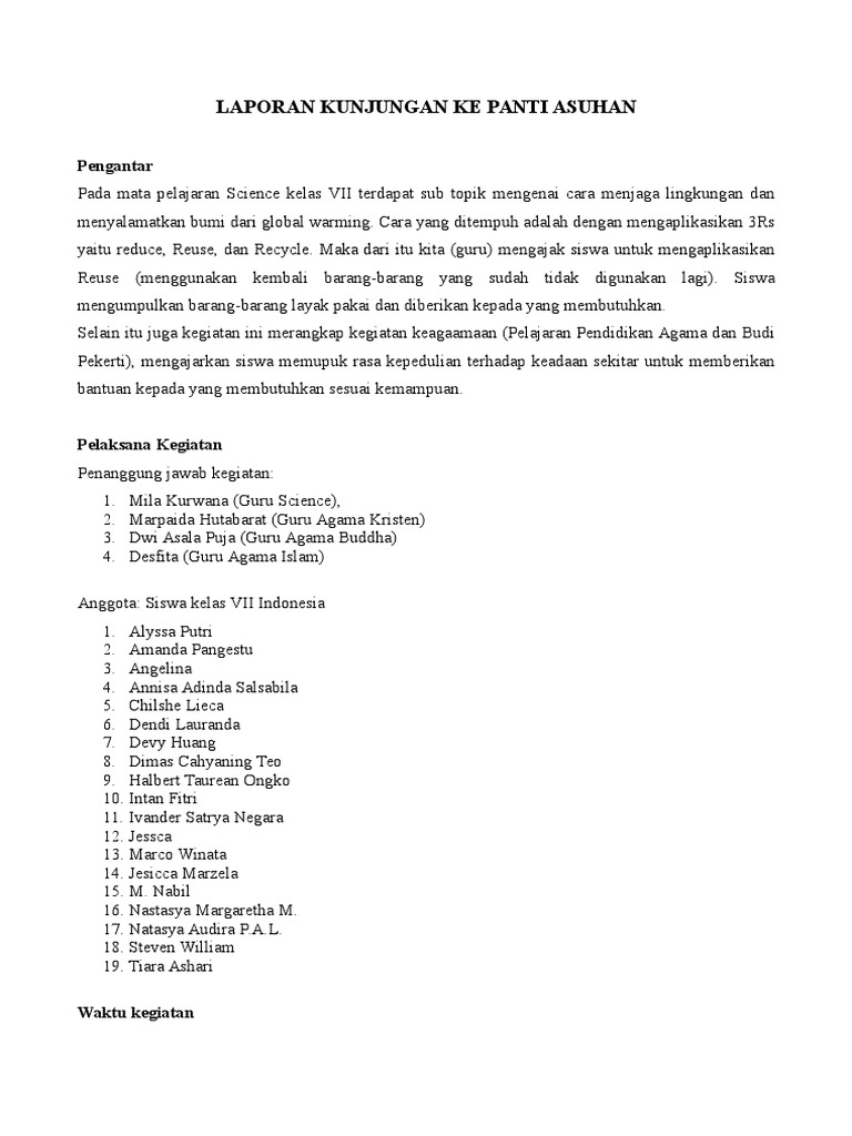 Proposal Kunjungan Ke Panti Asuhan