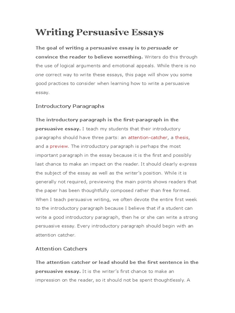 Writing Persuasive Essays  PDF  Persuasion  Essays