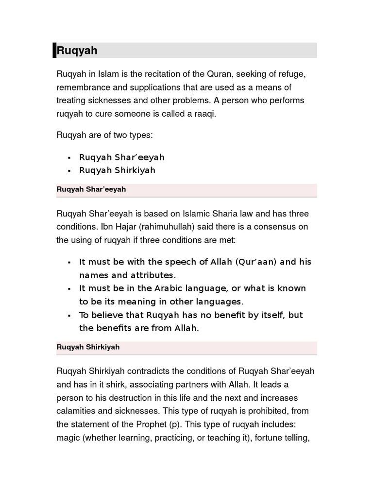 Islamic Healing: Ruqyah Guide | PDF | Faith Healing | Magic (Paranormal)