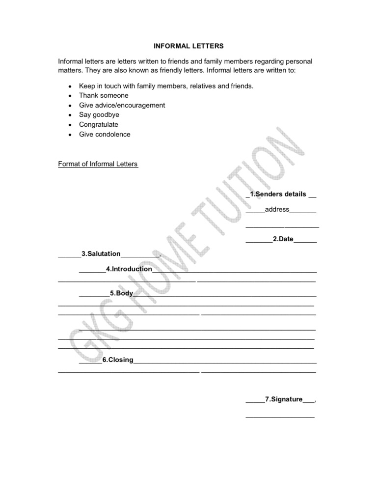 Informal letter format spm picture