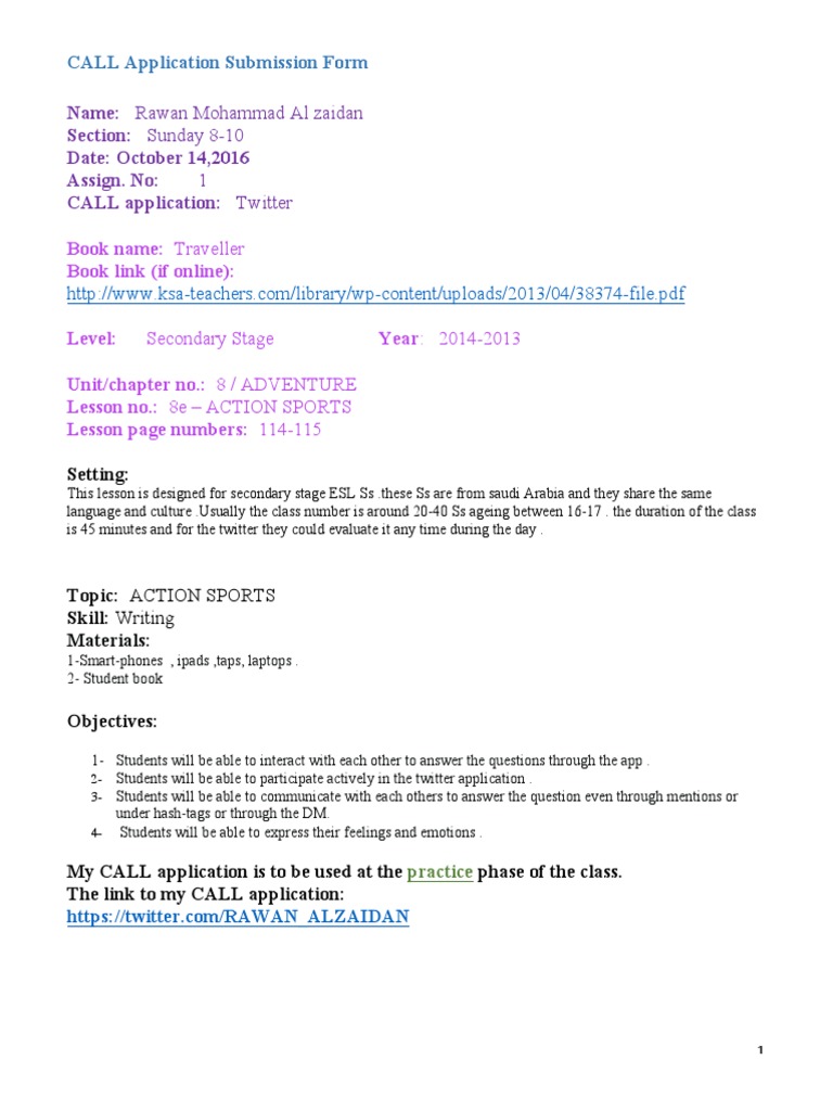 CALL Application for ESL Writing Lesson | PDF