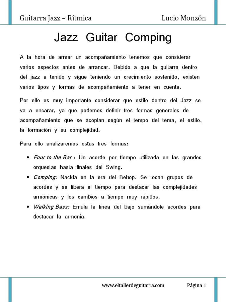 Tipos de Comping Guitar Jazz PDF