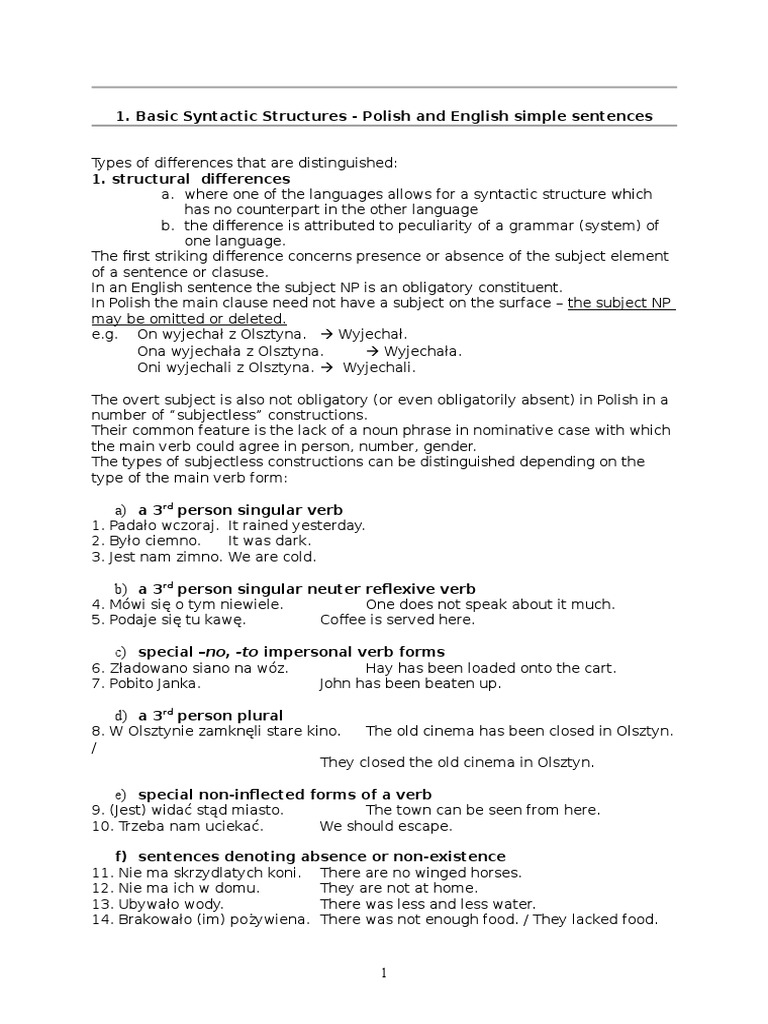 1.Basic Syntactic Structures | Subject (Grammar) | Verb