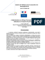 PROGRAMME Séminaire Radicalisation en Afrique Francophone LOA 11 Juillet 2016 OIF Paris