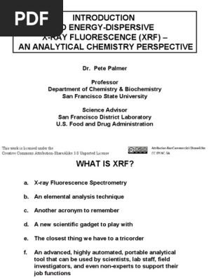 INTRODUCTION TO ENERGY-DISPERSIVE X-RAY FLUORESCENCE (XRF) – AN ANALYTICAL CHEMISTRY PERSPECTIVE