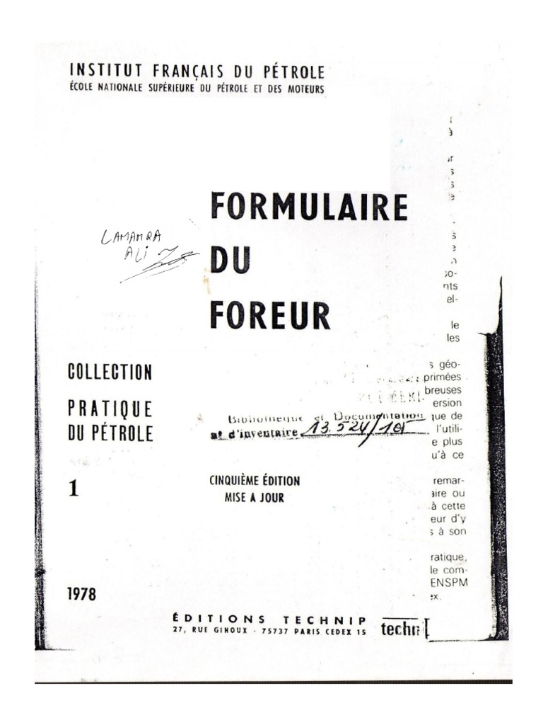 Formulaire Du Foreur Français | PDF | Verge (unité) | Forage