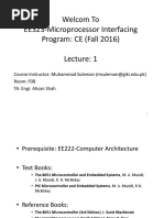 Welcom To EE323-Microprocessor Interfacing Program: CE (Fall 2016)