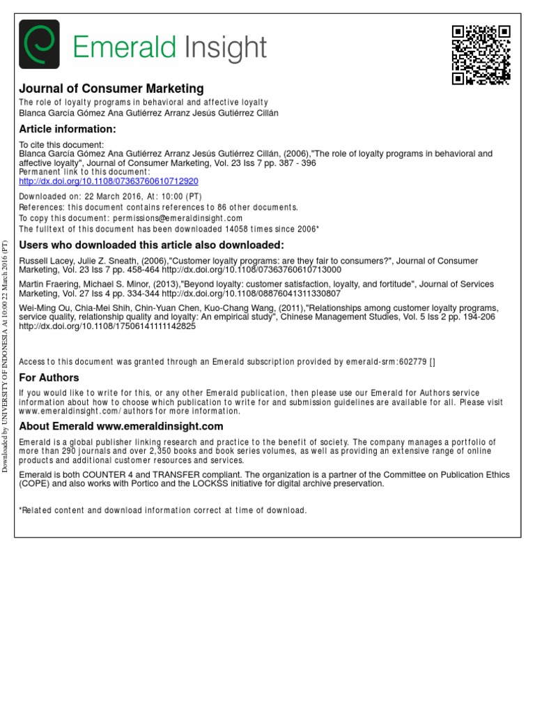 Loyalty Programs and Customer Loyalty Insights | PDF | Loyalty Program ...