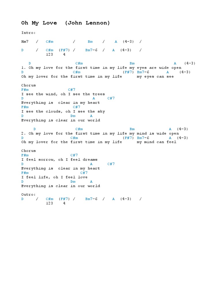 Oh My Love John Lennon Pdf Songs Musical Compositions