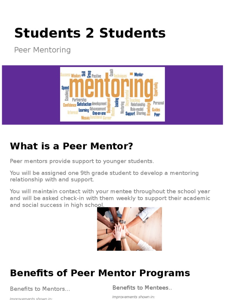 Peer Mentoring Benefits for Students | PDF | Mentorship | Action ...
