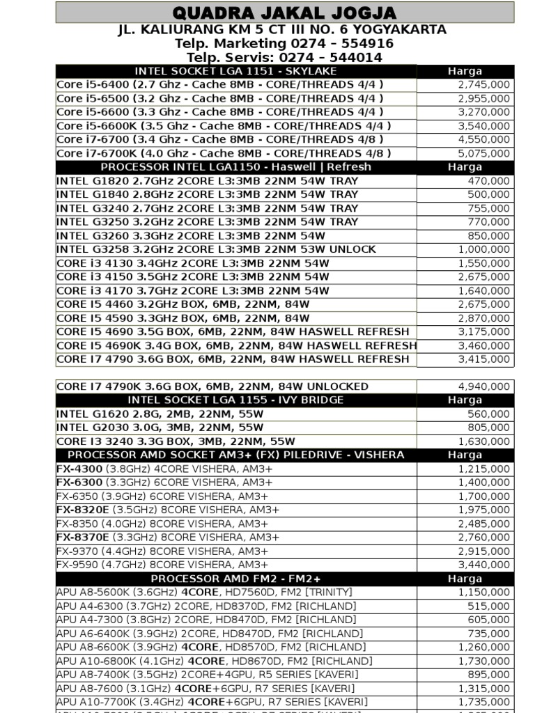 Yogyakarta Computer Parts Price List | PDF