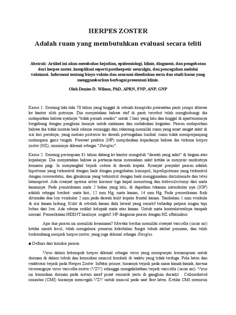Jurnal Translate Herpes Zoster A Rash Demanding Careful Evaluation