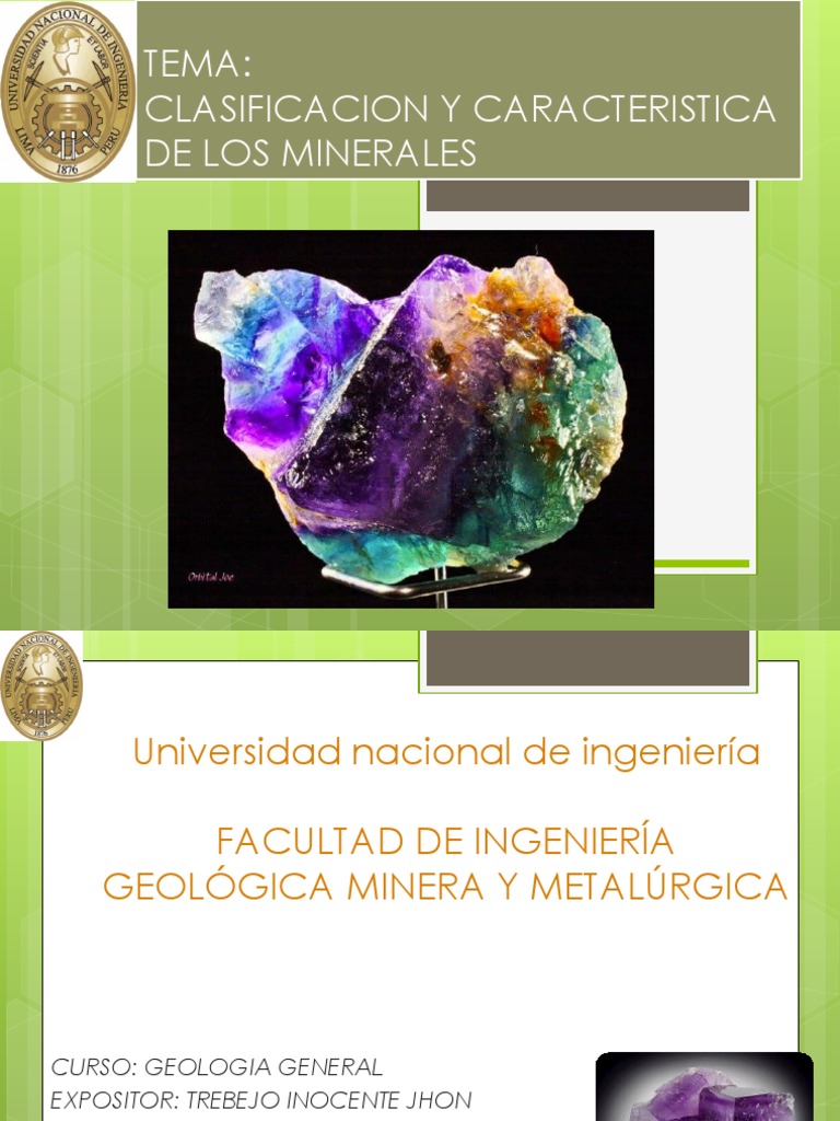 Mineral Caracteristicas y Clasificacion | Minerales | Conjuntos de