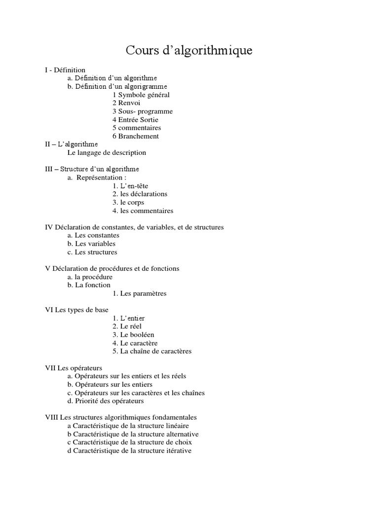 Algorithme PDF | PDF | Booléen | Variable (informatique)