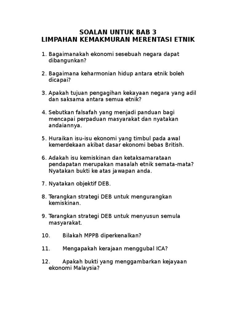 Contoh Soalan Objektif Hubungan Etnik - 600 Tips