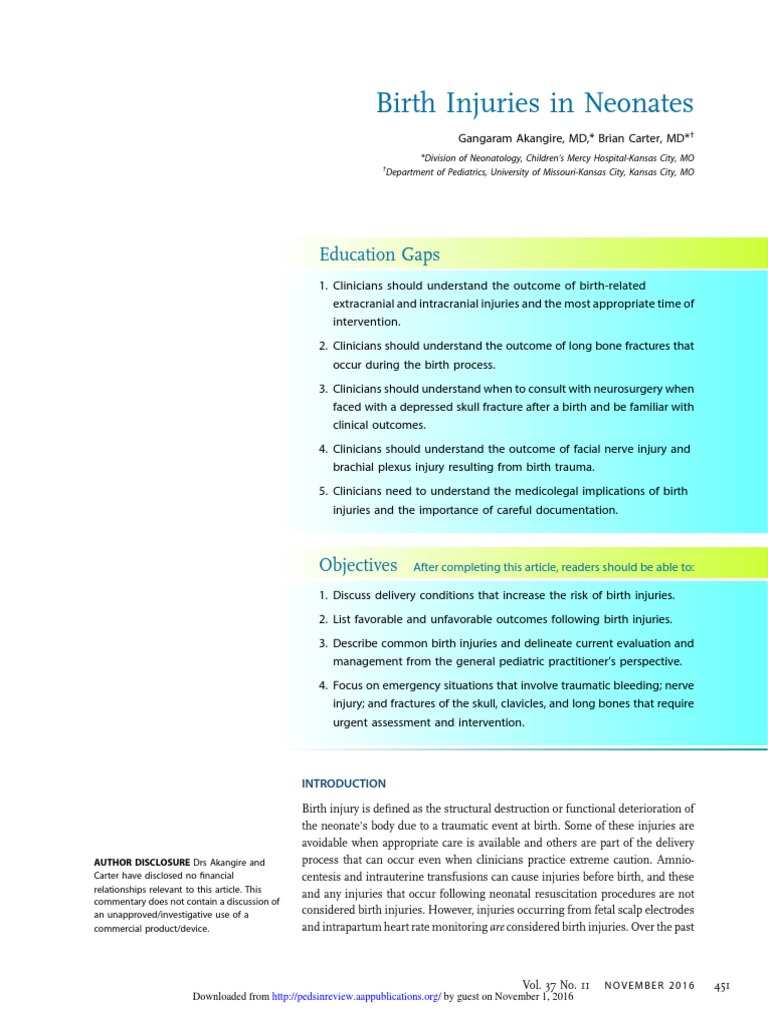 Birth Injuries in Neonates | PDF | Childbirth | Caesarean Section