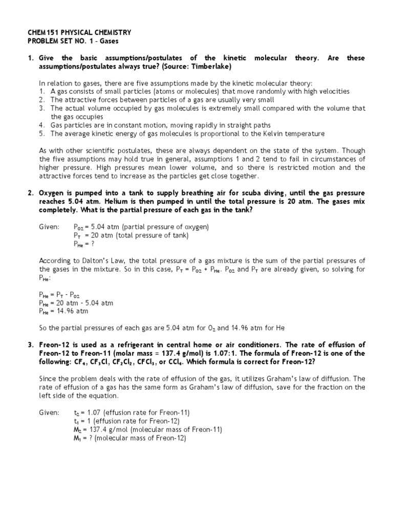 Gas Laws and Partial Pressures Explained | PDF | Gases | Methane