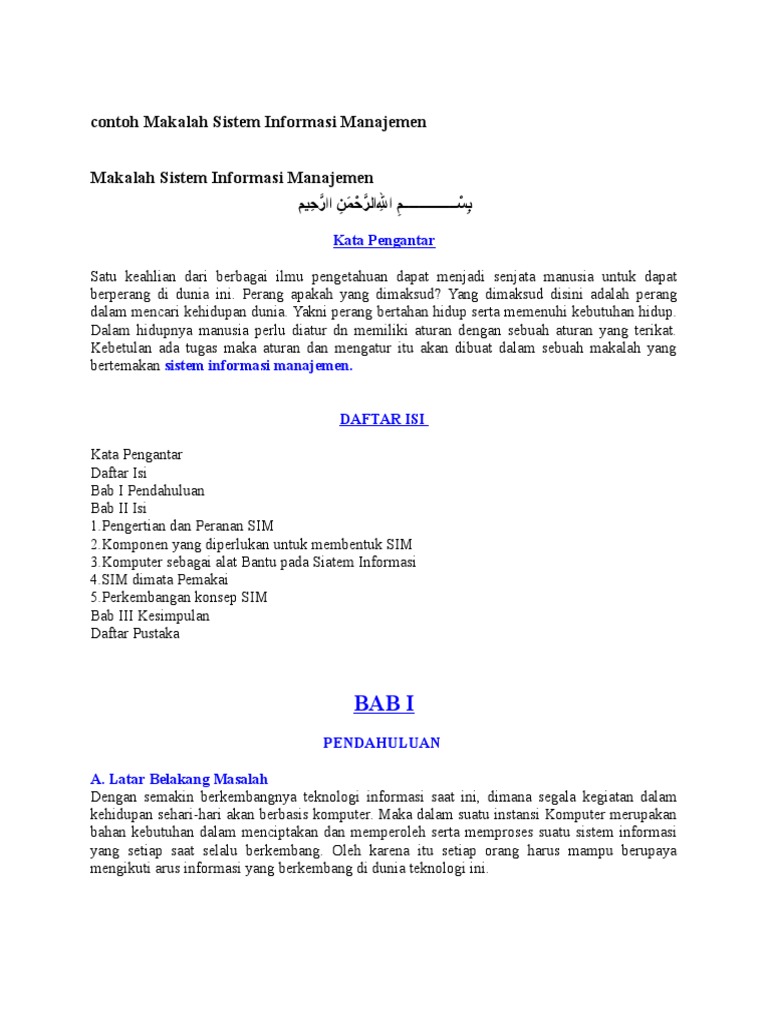 Contoh Makalah Sistem Informasi Manajemen Docx