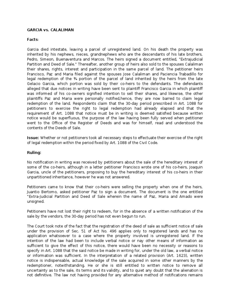 Analysis of Legal Redemption Rights in Cases of Property Inherited by