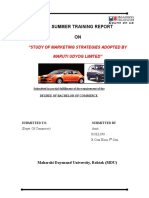 Summer Training Report ON: "Study of Marketing Strategies Adopted by Maruti Udyog Limited"