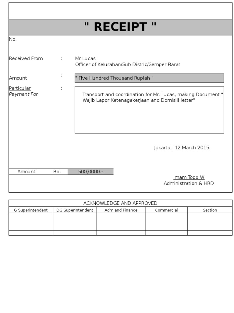Receipt for Payment to Mr. Lucas | PDF