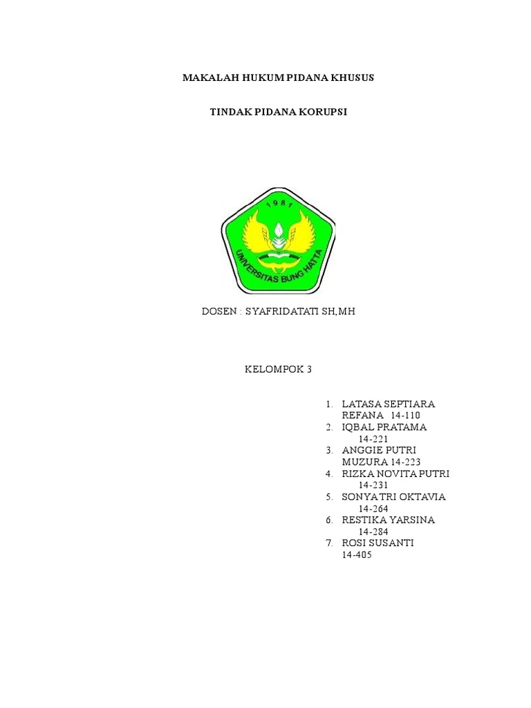 Makalah Hukum Pidana Khusus