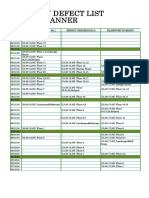Defect List& Handover Calendar