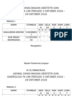 Jadwal Dinas Bagian Obstetri Dan Ginekologi FK Umi Periode 3 Oktober 2016