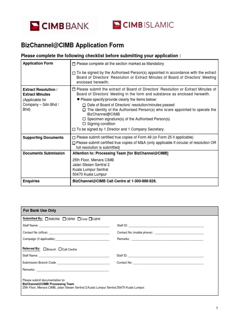 BizChannel@CIMB Application Checklist | PDF | Computing | Government