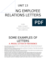 Writing Employee Relations Letters: Unit 13