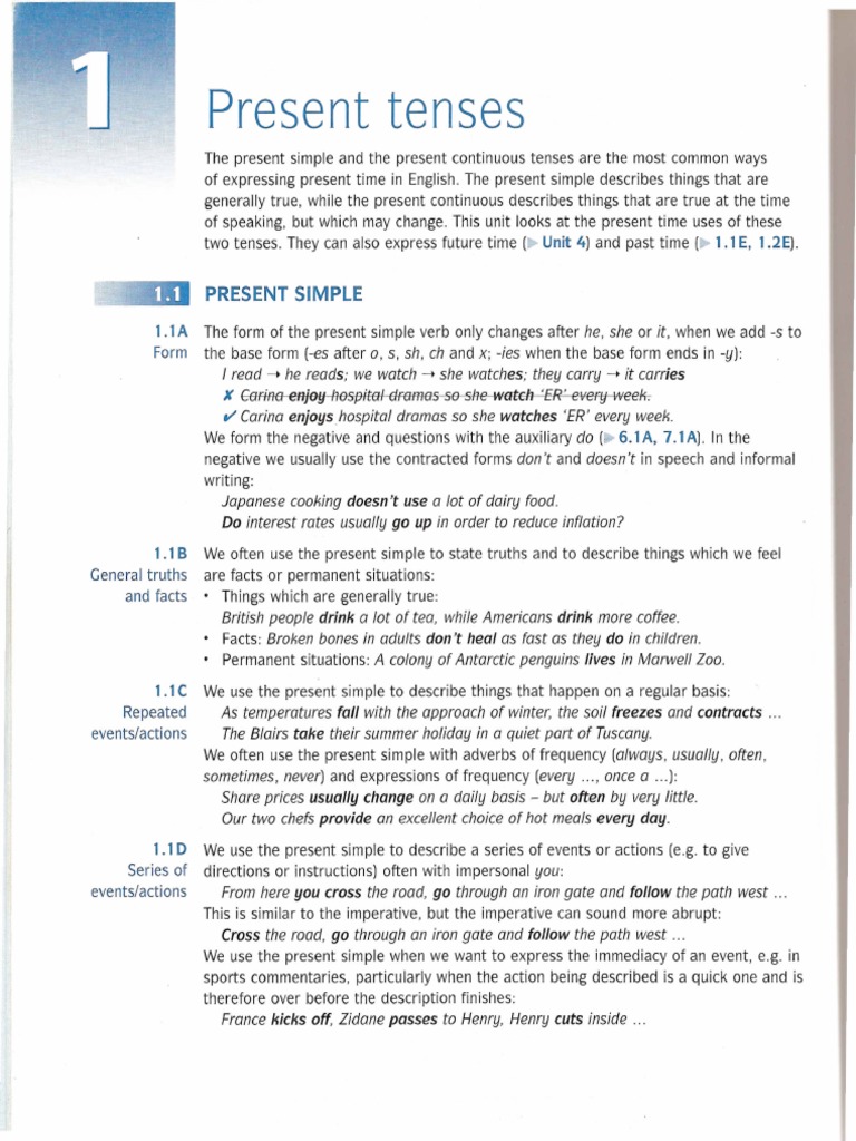 Document 1 Present Simple & Present Continuous | PDF | Verb ...