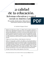 La Calidad de La Educación. Reformas Educativas y Control Social en América Latina