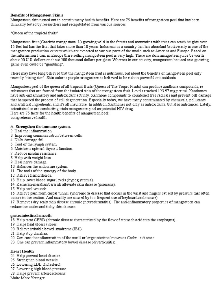 Benefits of Mangosteen Skin PDF Gastrointestinal Tract Inflammation