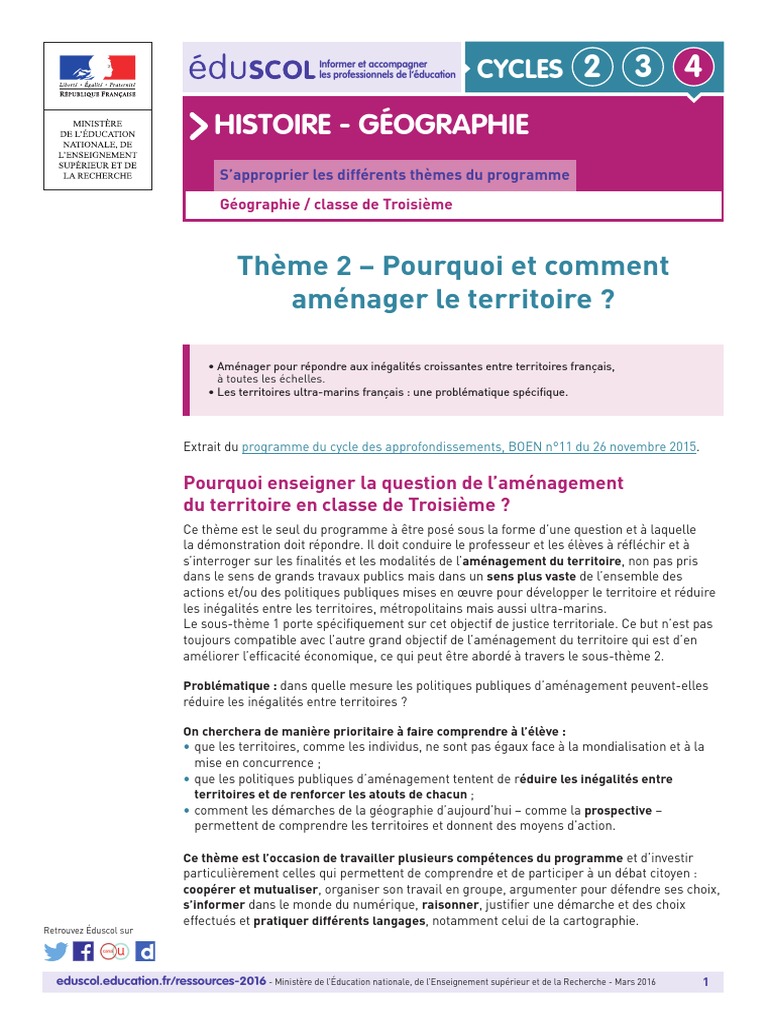 Pourquoi Et Comment Aménager Le Territoire 3ème évaluation
