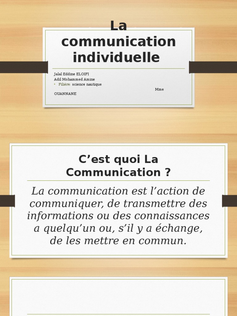 La Communication Individuelle | PDF | Évolution de carrière ...