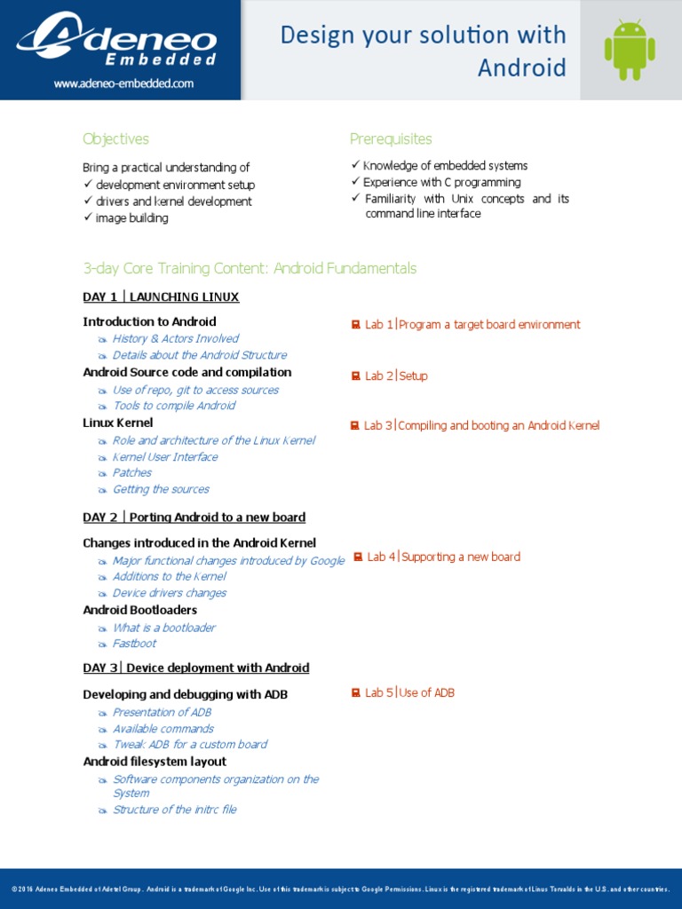 3plus1 Day Training On Buidling Embedded Solutions With Androidv2 | PDF ...