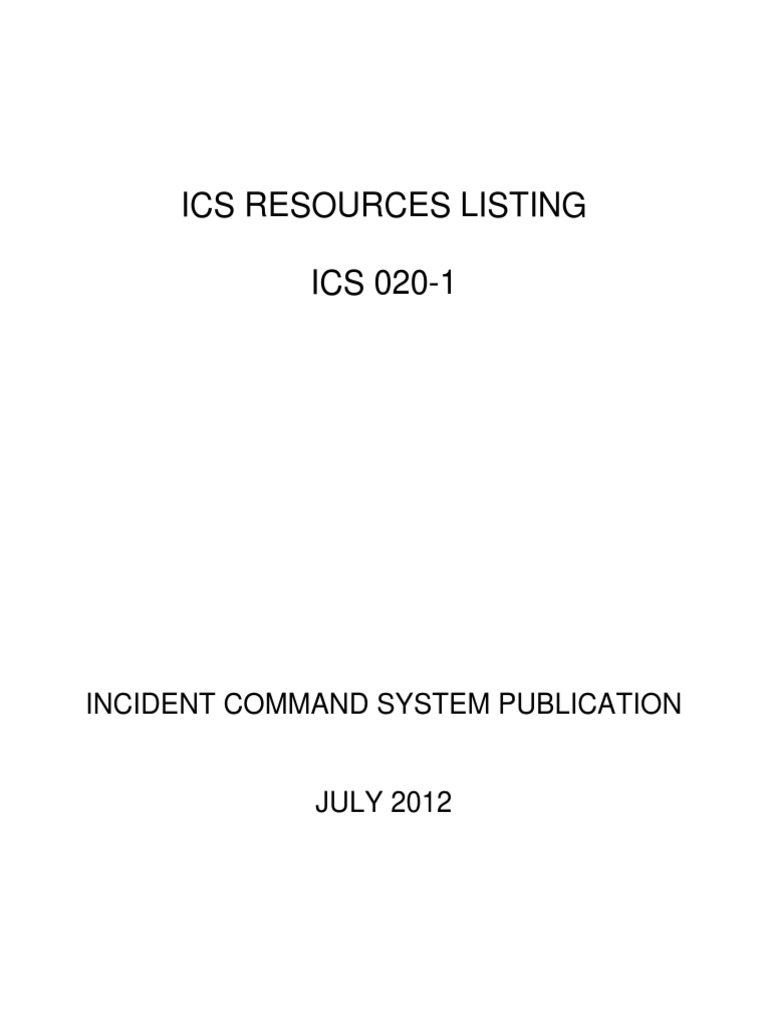 ICS 020 Incident Command System Guide | PDF | Incident Command System ...