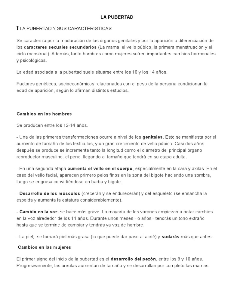 Cambios físicos y emocionales en la pubertad | PDF | Pubertad ...