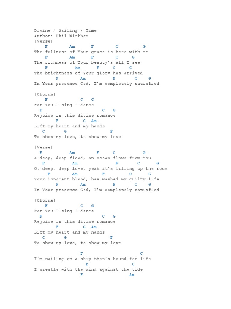 Divine Sailing Time Phil Wickham Chords Pdf