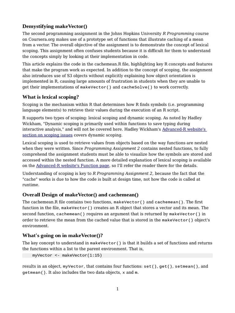 Understanding makeVector() in R | PDF | Scope (Computer Science ...