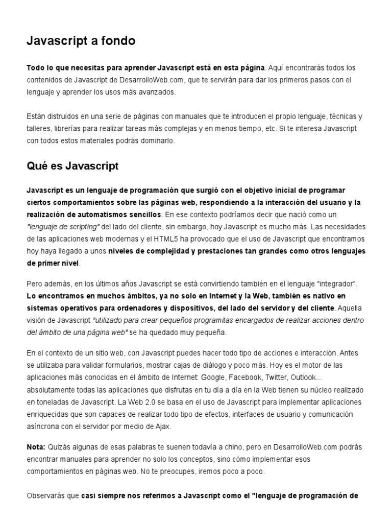 Guía completa de Javascript en PDF | PDF | Script Java | Aplicación web