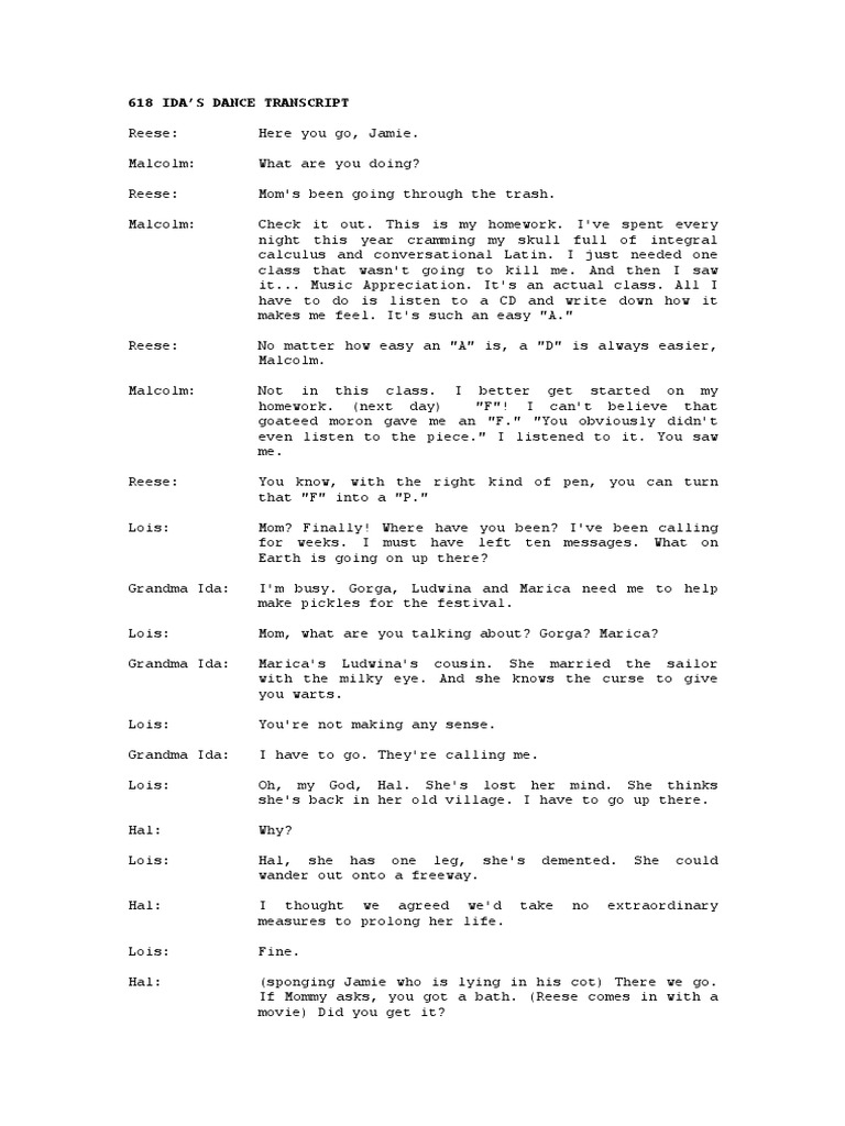 6x18 Idas Dance Transcript Mitmvc | PDF | Leisure